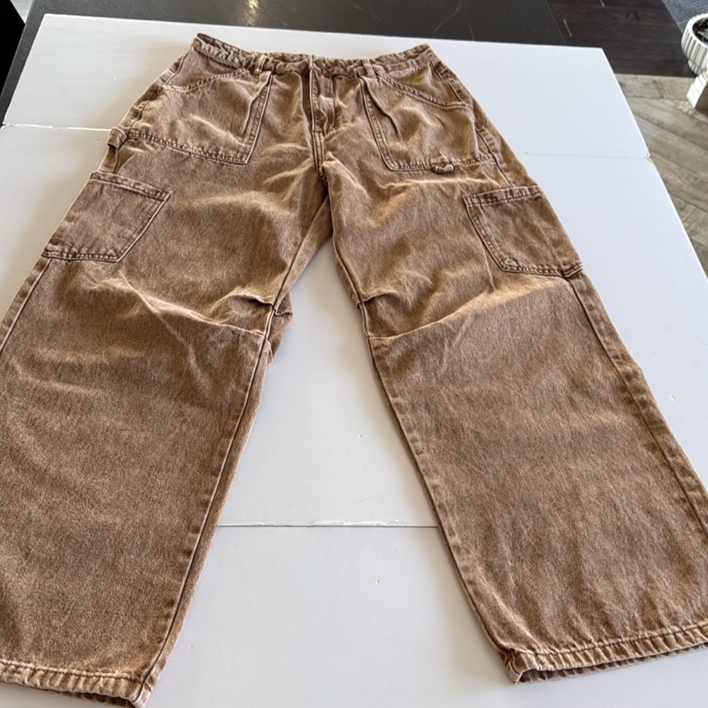 Tan Bark Mineral Wash Cargo Pants Size 10 Excellent Condition